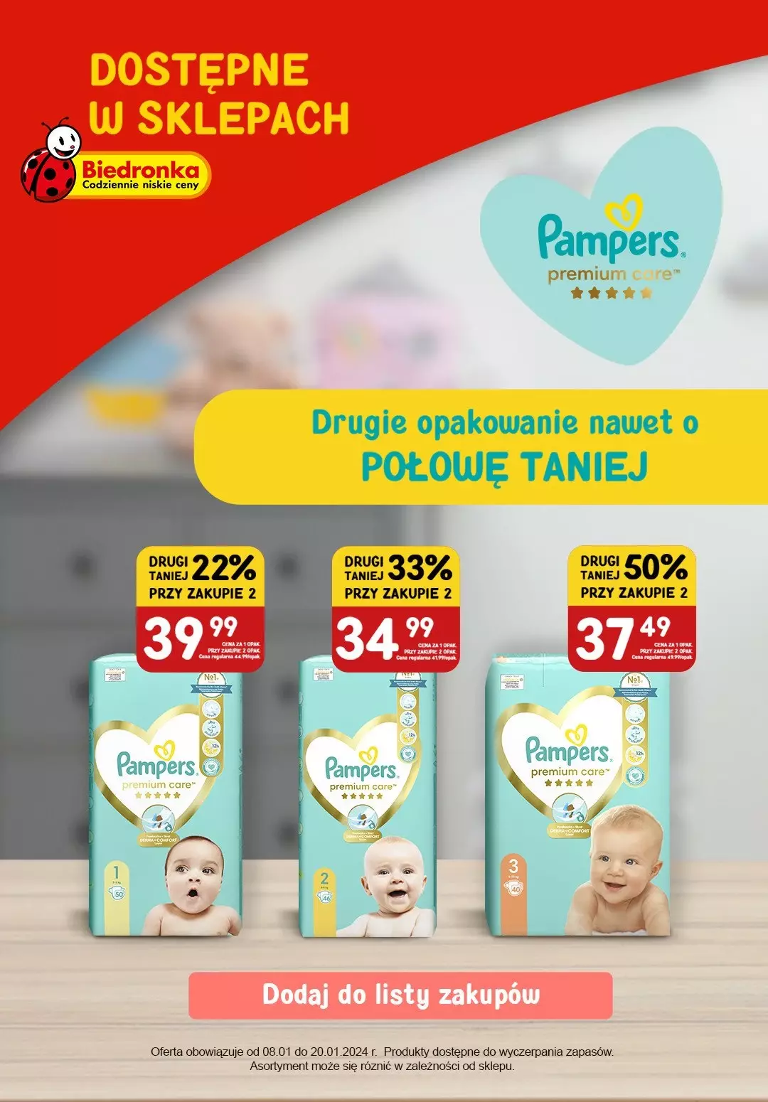 netto pieluchy pampers premium care 3 80 szt cena