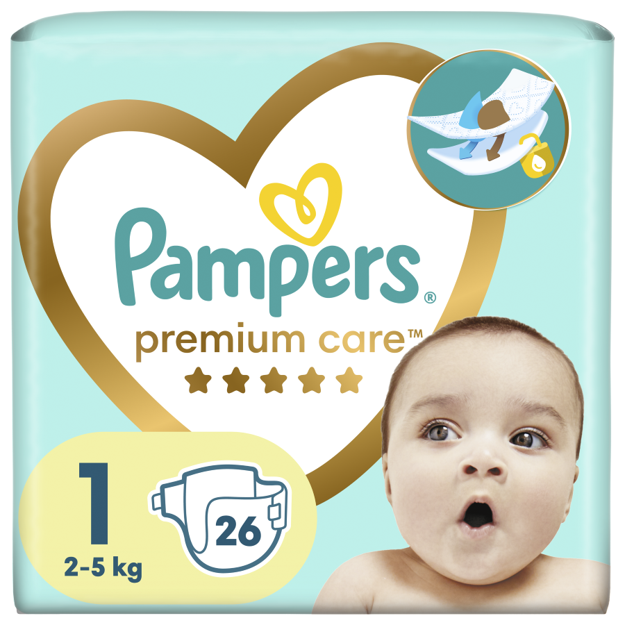 pampers premium care 1barwiące na niebiesko