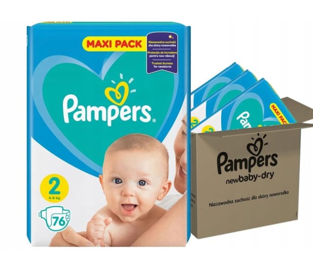 pampers newbaby-dry pieluchy rozmiar 2 mini 3-6kg 66 sztuk