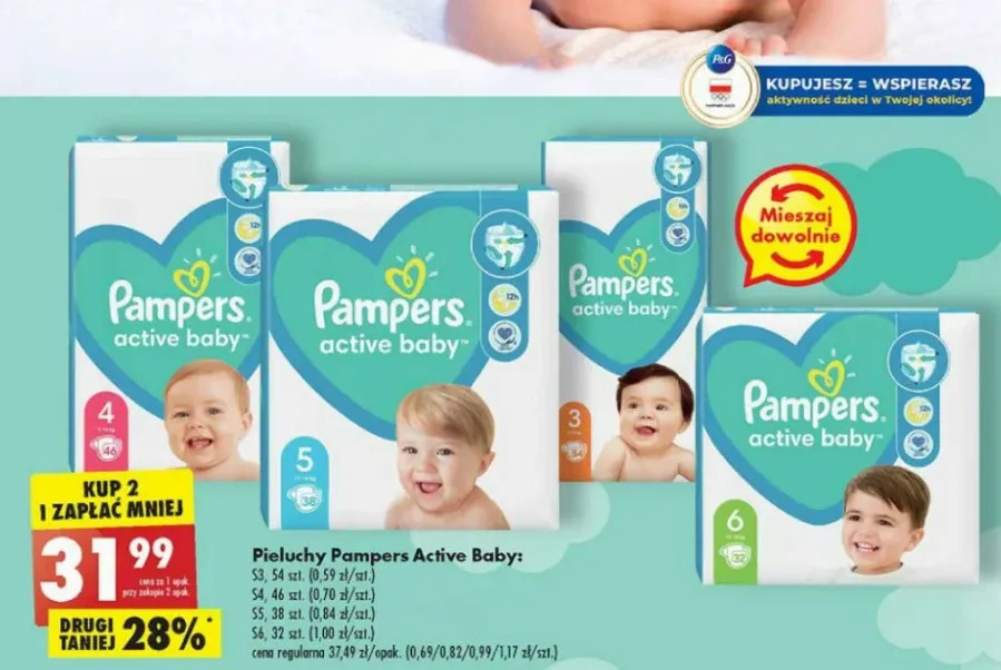 pieluchomajtki pampers 4 maxi 100 sztuk