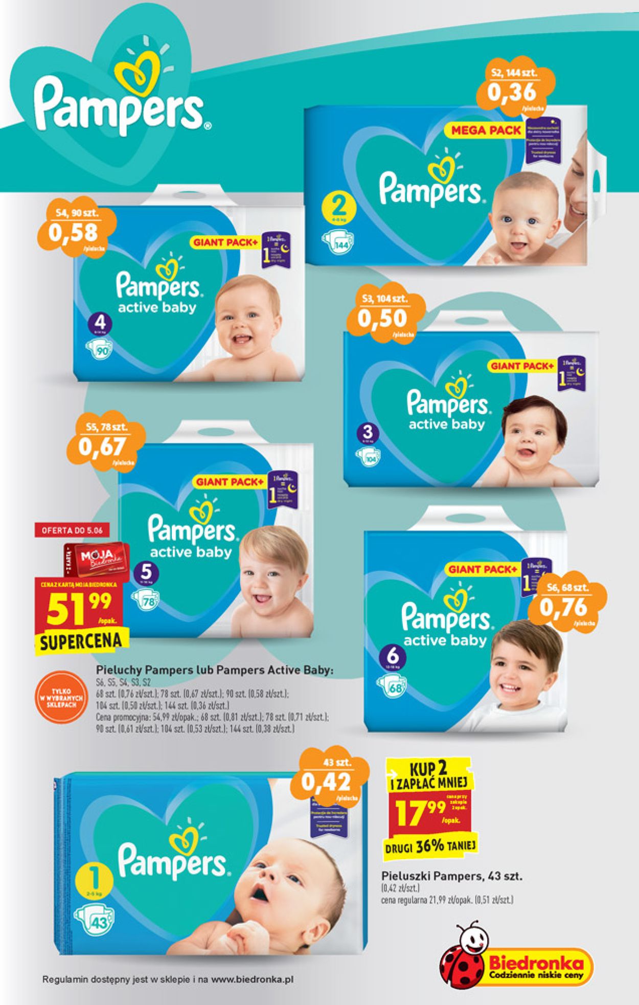 pieluchy pampers 3 208 sztuk