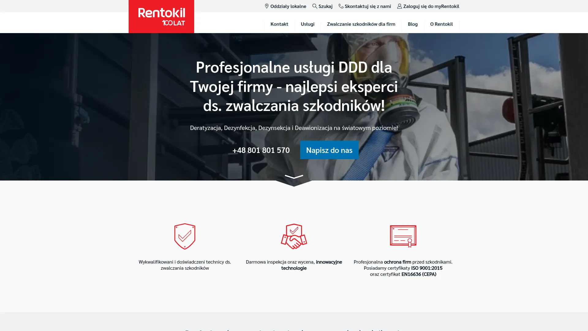 Rentokil - zrzut ekranu